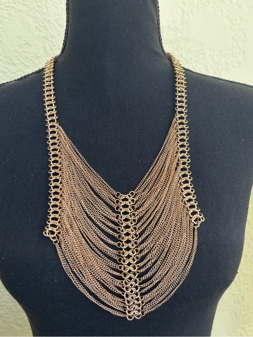 Steve Madden Gold Multi-Strand Chain Bib Necklace